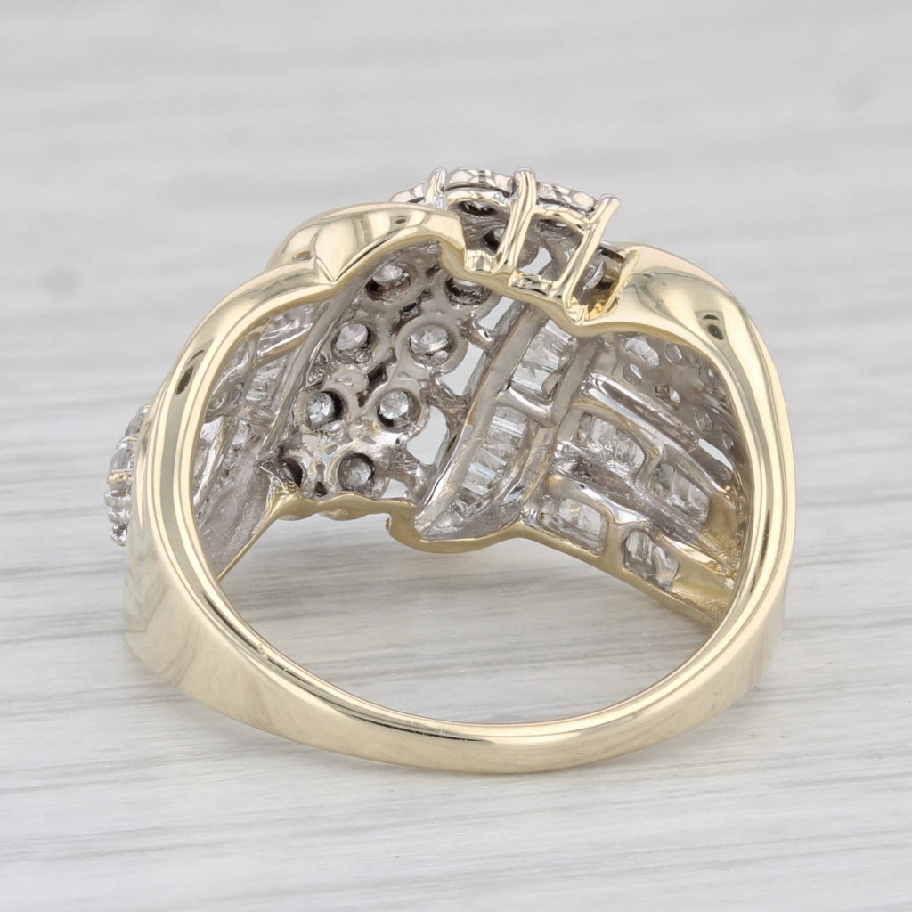 Light Gray 1.05ctw Diamond Cocktail Ring 10k Yellow Gold Size 7.25