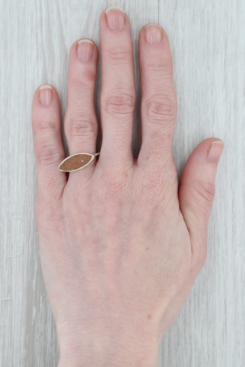 New Nina Wynn Sand Druzy Quartz Ring Size 7 Sterling Silver Solitaire