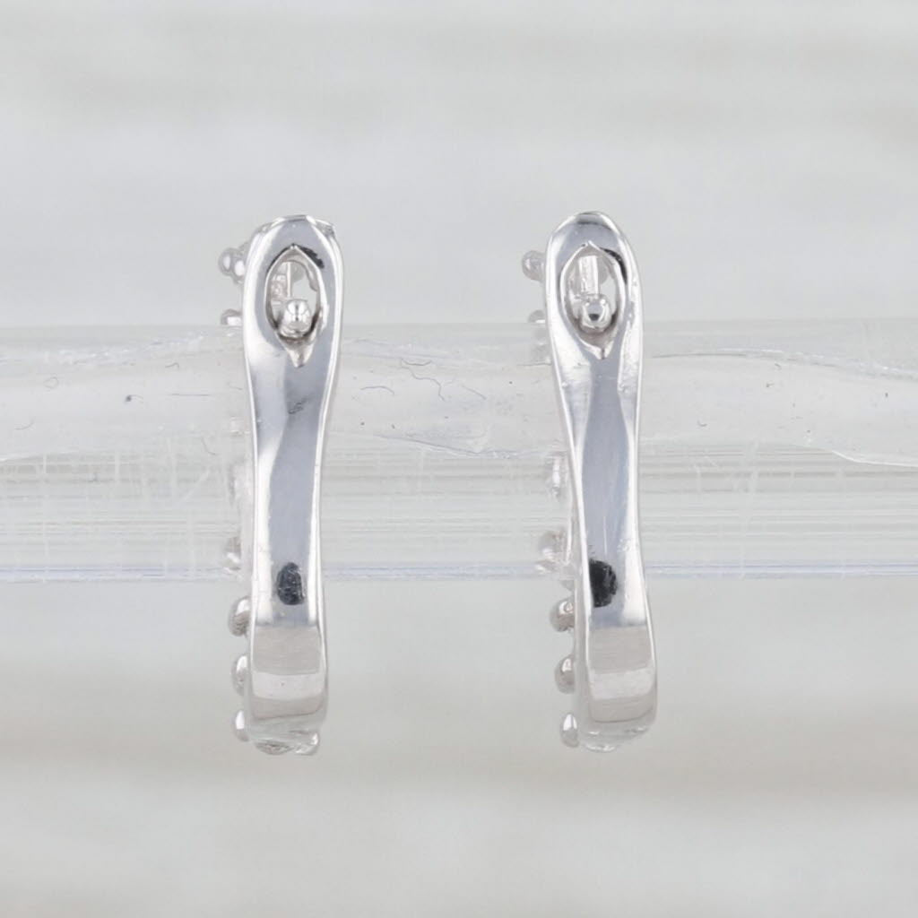0.18ctw Diamond Hoop Earrings 14k White Gold Hinged Snap Top Posts