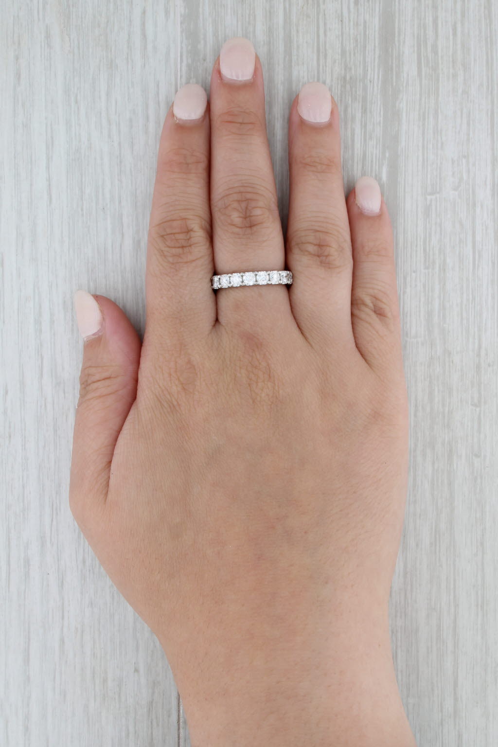 Leo First Light 1.45ctw Diamond Wedding Band Box GSI Sz 7.5 14k White Gold Ring