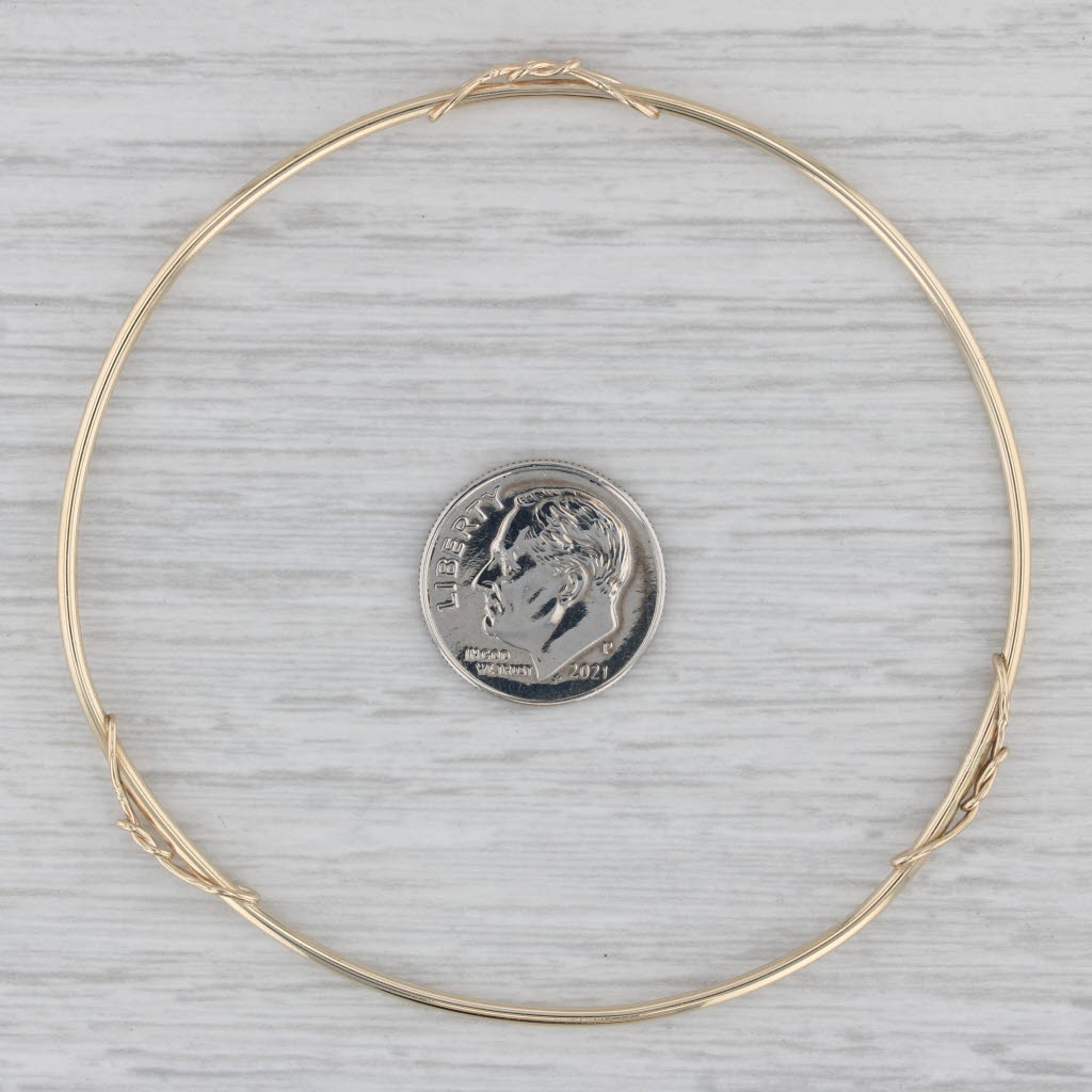 Gray Handmade Bangle Bracelet 12k Yellow Gold Stackable 8" Pull Over