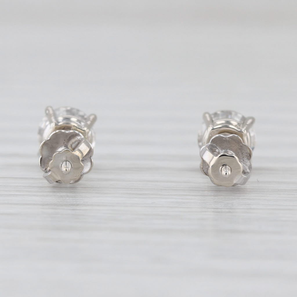 1ctw Round Diamond Solitaire Stud Earrings 14k White Gold Pierced Studs