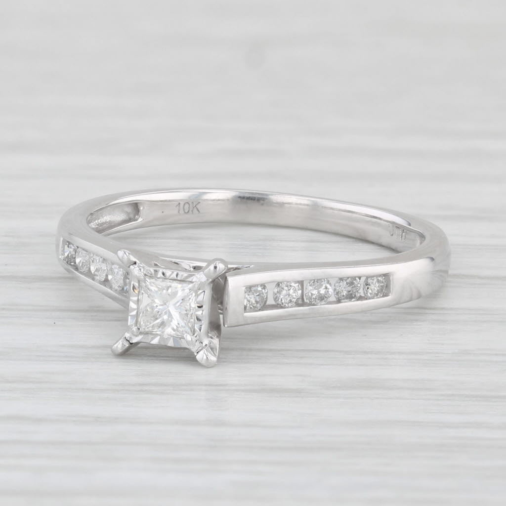 Light Gray 0.33ctw Princess Diamond Engagement Ring 10k White Gold Size 7