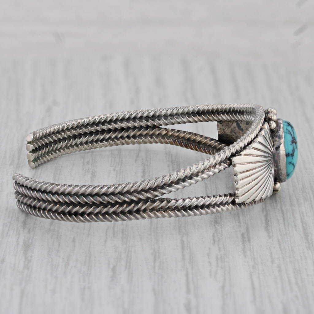 Gray Vintage Native American Turquoise Cuff Bracelet Sterling Silver 6.25"