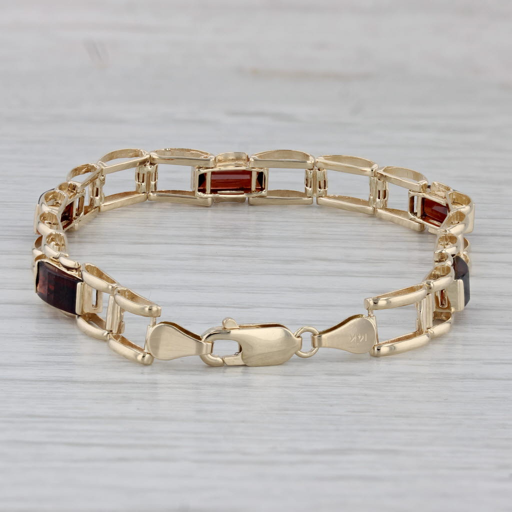 Gray 5.20ctw Garnet Bracelet 14k Yellow Gold 7" 7mm