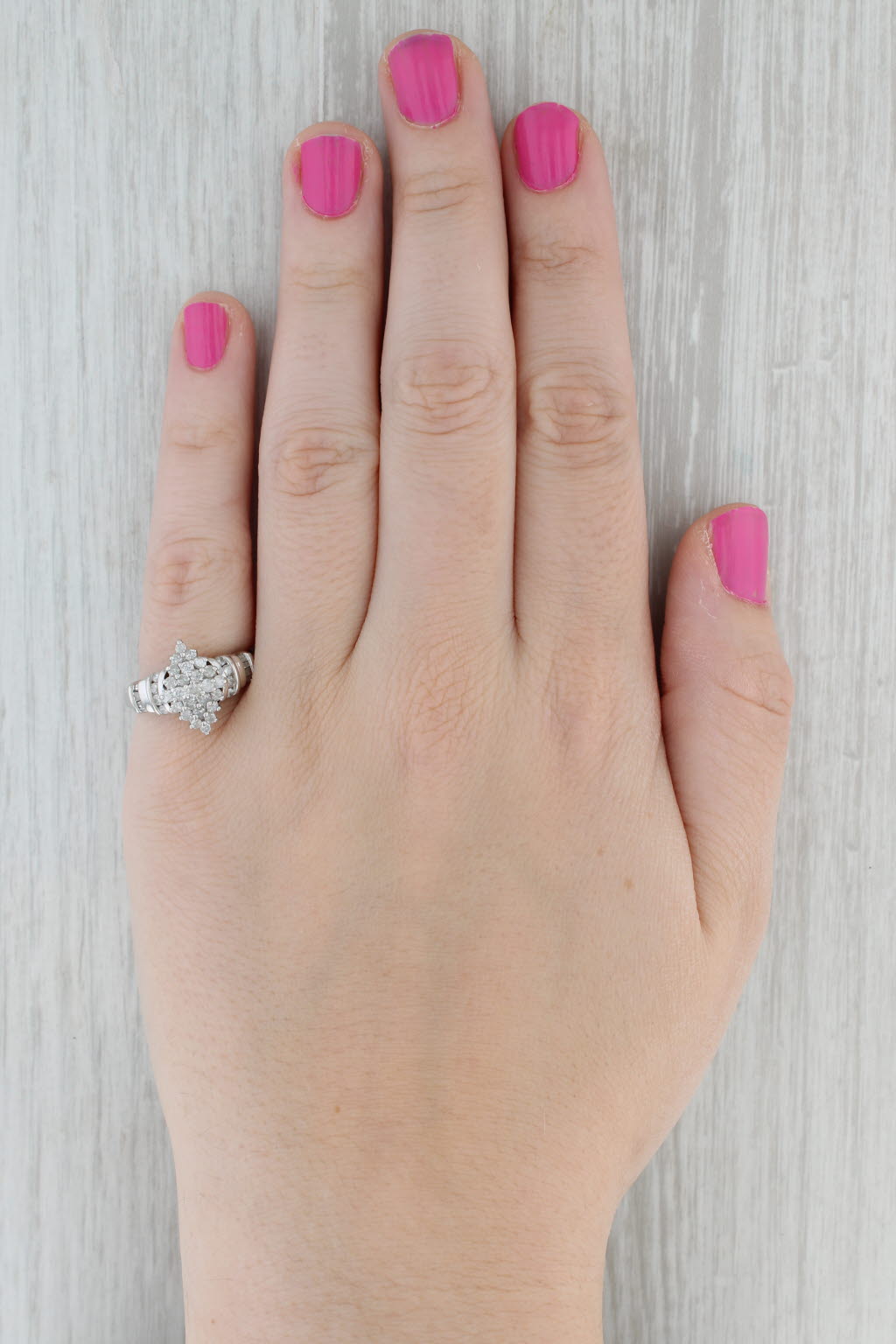 Gray 0.81ctw Diamond Cluster Ring 10k White Gold Size 7 Engagement