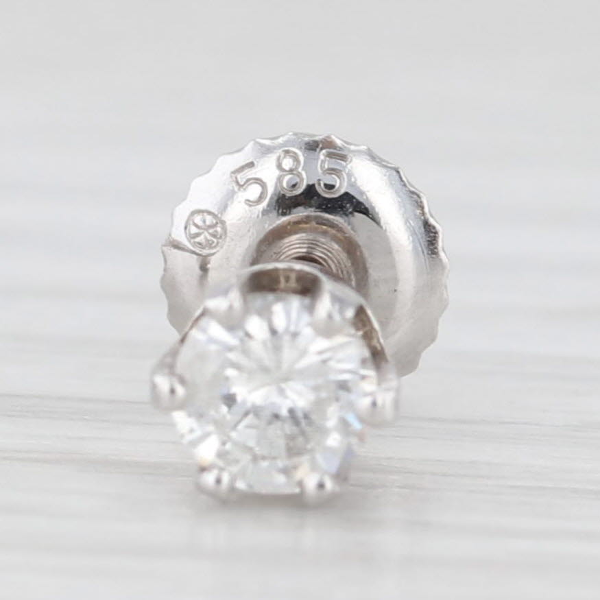 Light Gray Vintage 0.44ctw Round Diamond Solitaire Stud Earrings 14k White Gold Screw Backs