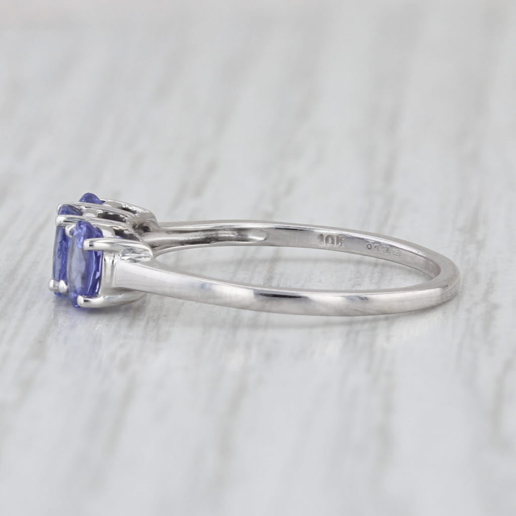 1.05ctw Tanzanite 3-Stone Ring 10k White Gold Size 7.25 Stackable