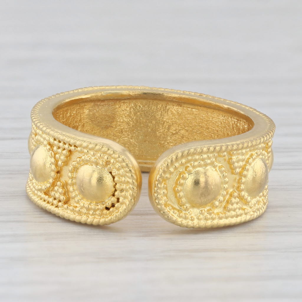 Light Gray Ilias Lalaounis Ornate Dots Ring 18k Yellow Gold Adjustable Size Greece