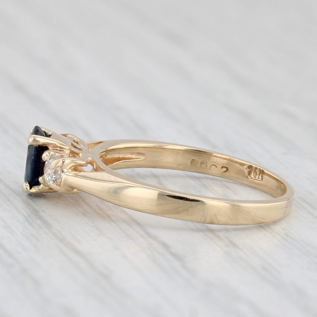 Light Gray 0.70ctw Oval Blue Sapphire Diamond Ring 14k Yellow Gold Size 6