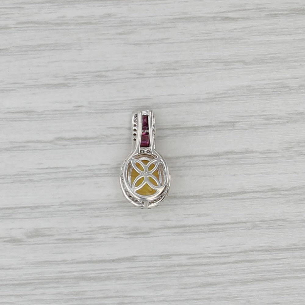 Yellow Opal Zircon Garnet Pendant Sterling Silver Drop