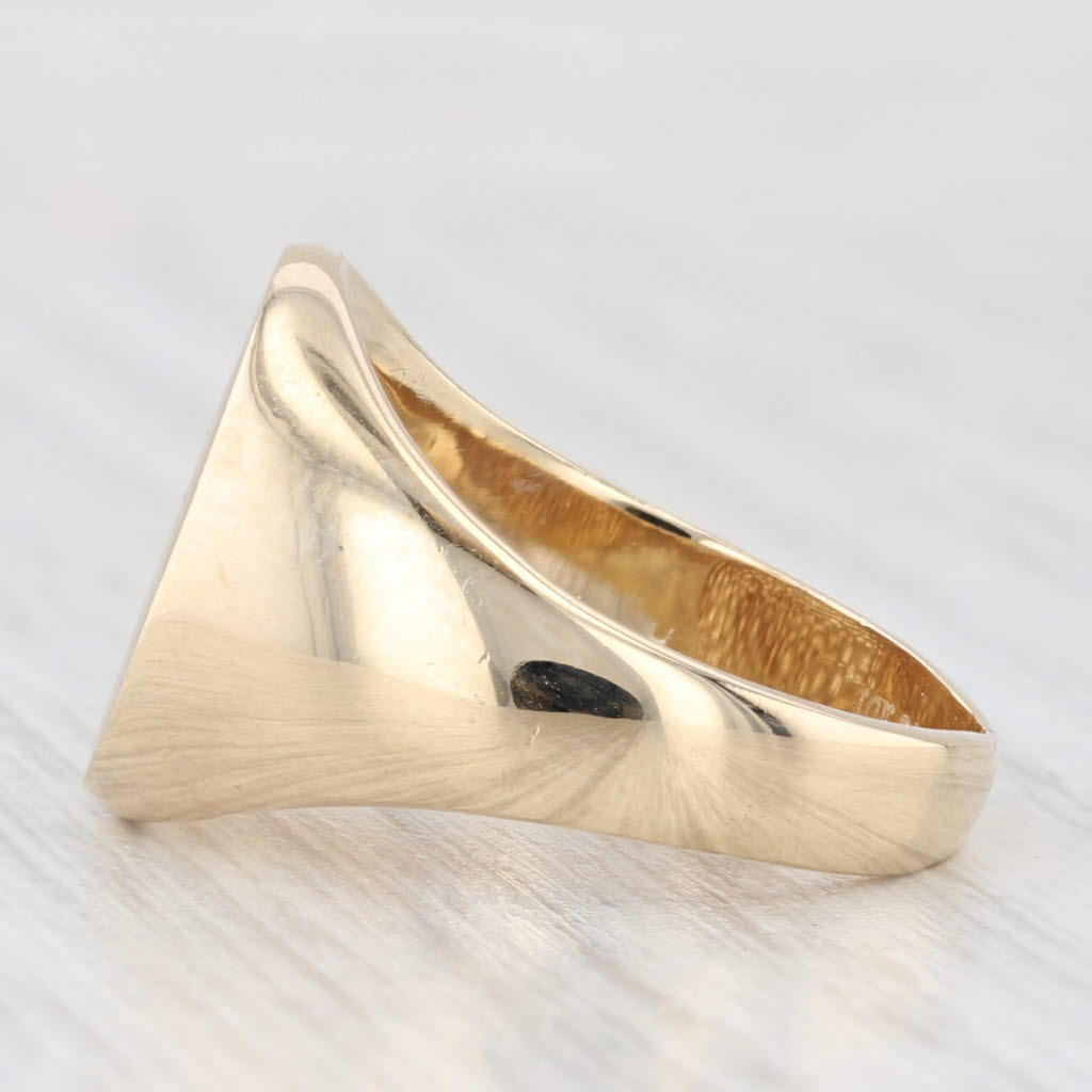 Light Gray Engravable Signet Ring 10k Yellow Gold Size 8 Vintage