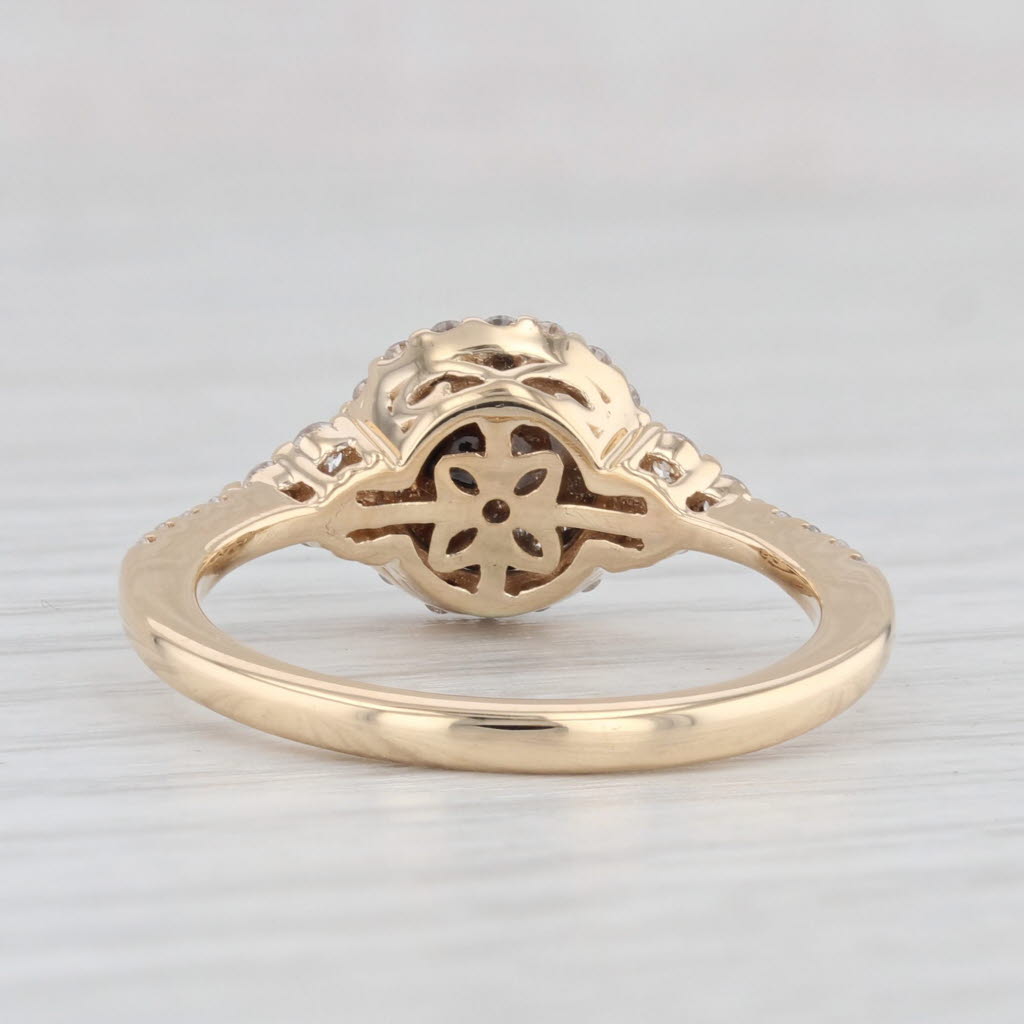 Light Gray 1.36ctw Champagne Brown Diamond Halo Engagement Ring 18k Yellow Gold Size 7