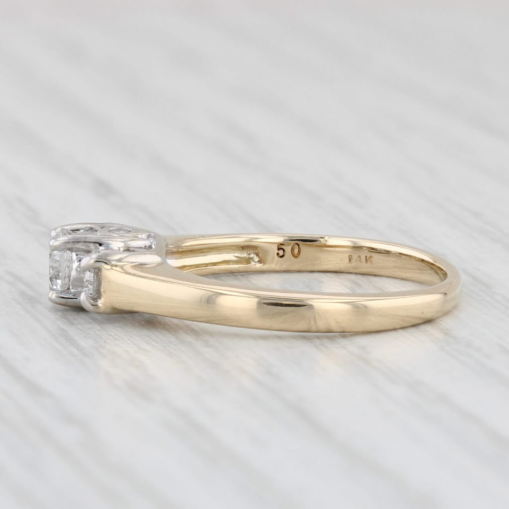 Light Gray 0.45ctw 3-Stone Diamond Engagement Ring 14k Gold Size 5 Round Brilliant