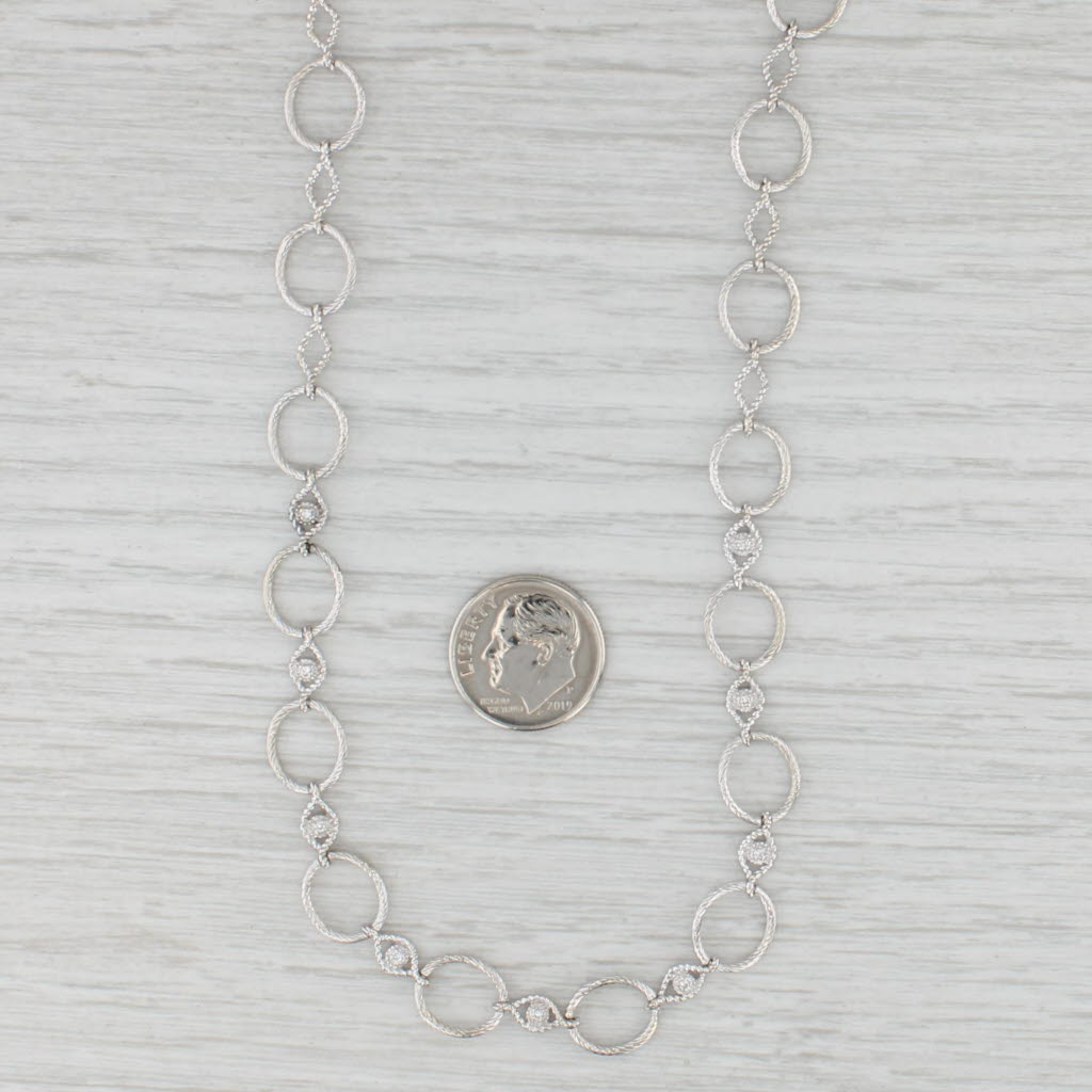 Light Gray Charriol Diamond Circles Necklace with Box 18k White Gold 15.5" Toggle Clasp