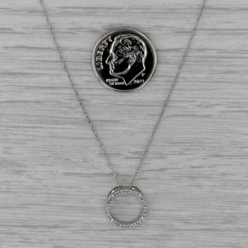 0.10ctw Diamond Eternity Pendant Necklace 14k White Gold 19.25" Rope Chain