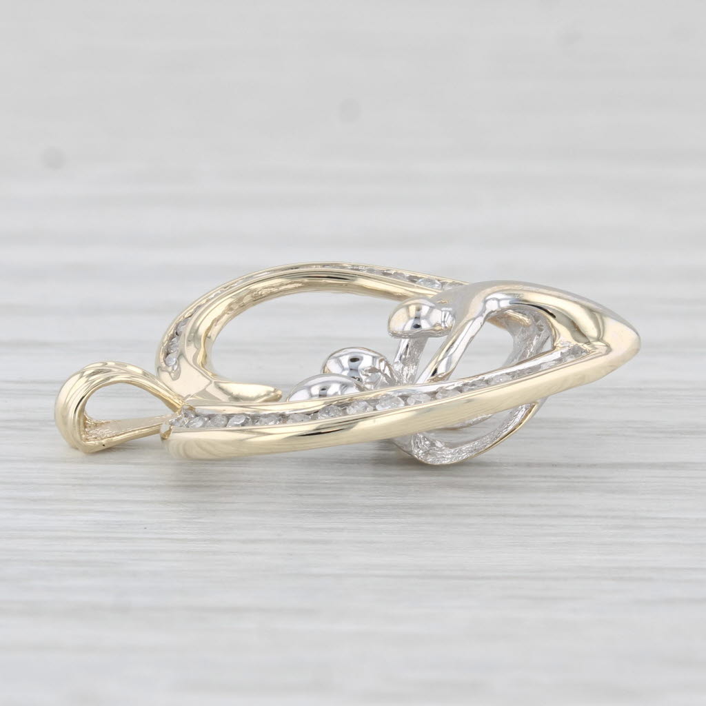 Light Gray 0.15ctw Diamond Family Heart Pendant 10k Yellow White Gold Parents & Child