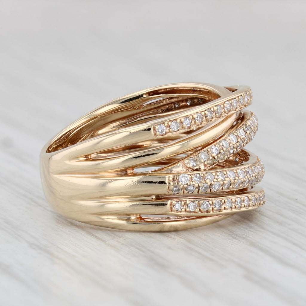 Light Gray 0.22ctw Diamond Multi-Band Ring 14k Yellow Gold Size 5.25