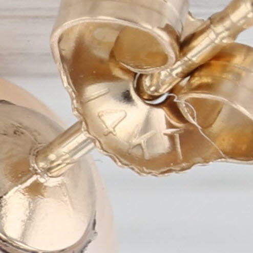 Pink Cultured Pearl Solitaire Stud Earrings 14k Yellow Gold Round Studs