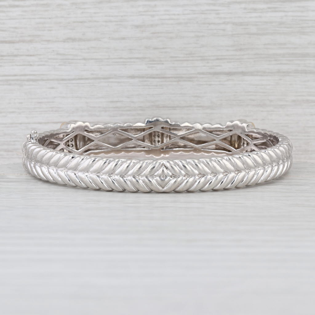Alwand Vahan 0.16ctw Diamond Station Bangle Bracelet Sterling Silver 14k Gold 7"