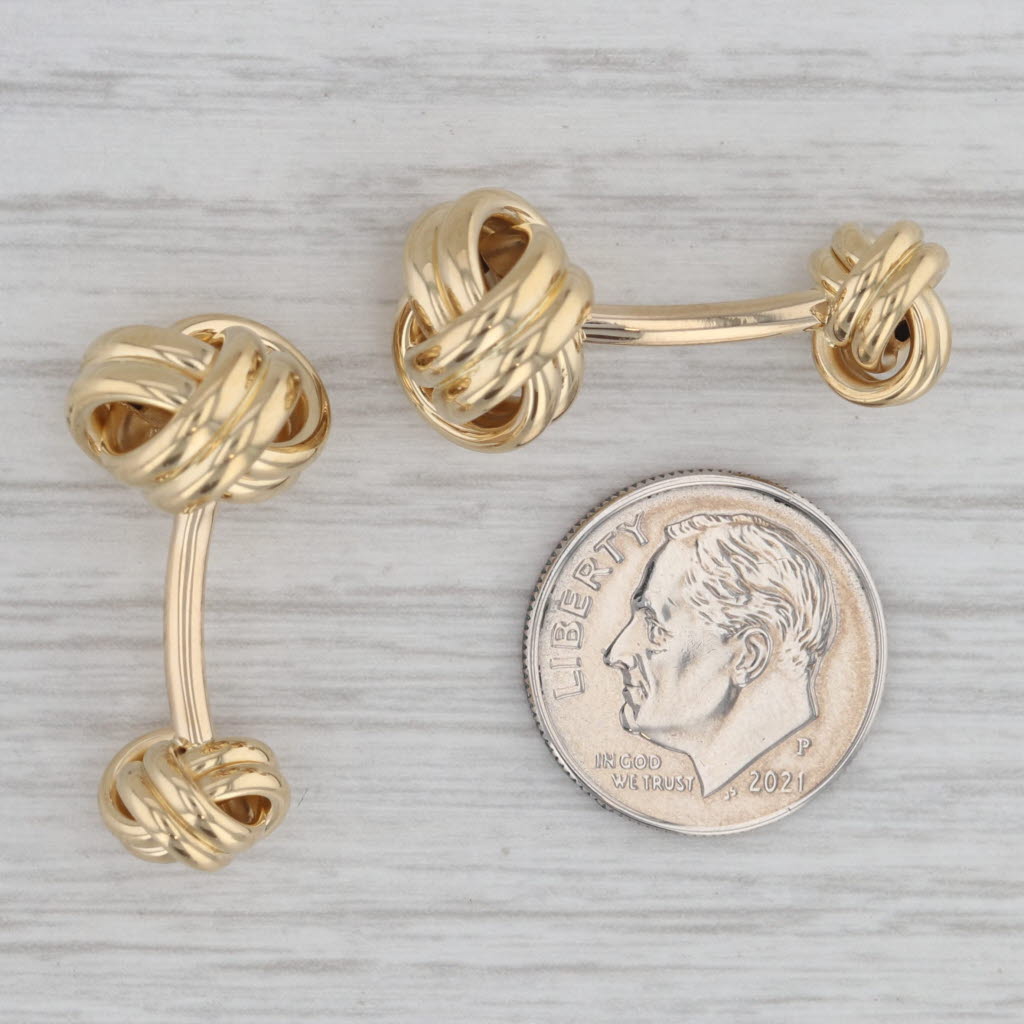 Gray Knot Work Cufflinks 18k Yellow Gold Men's Suit Accessories