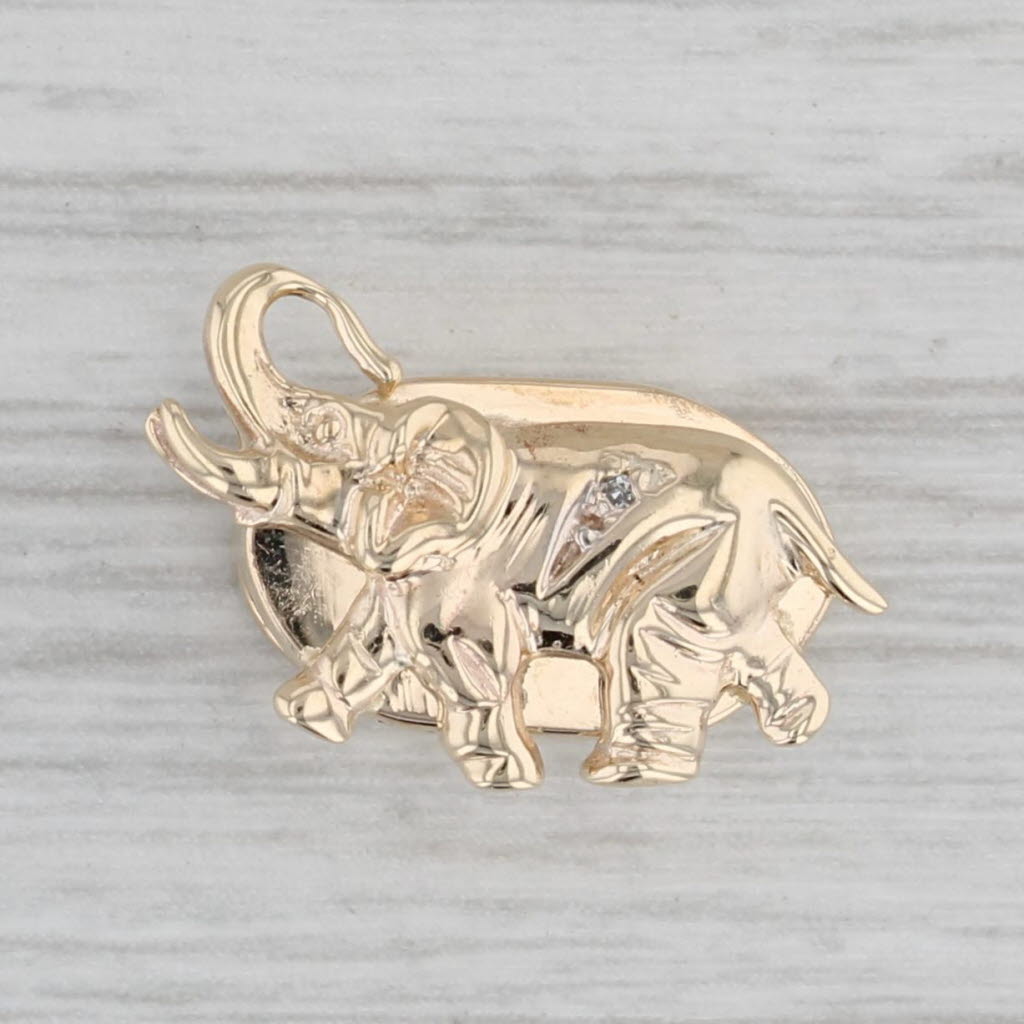 Gray Vintage Diamond Elephant Slide Bracelet Charm 14k Yellow Gold