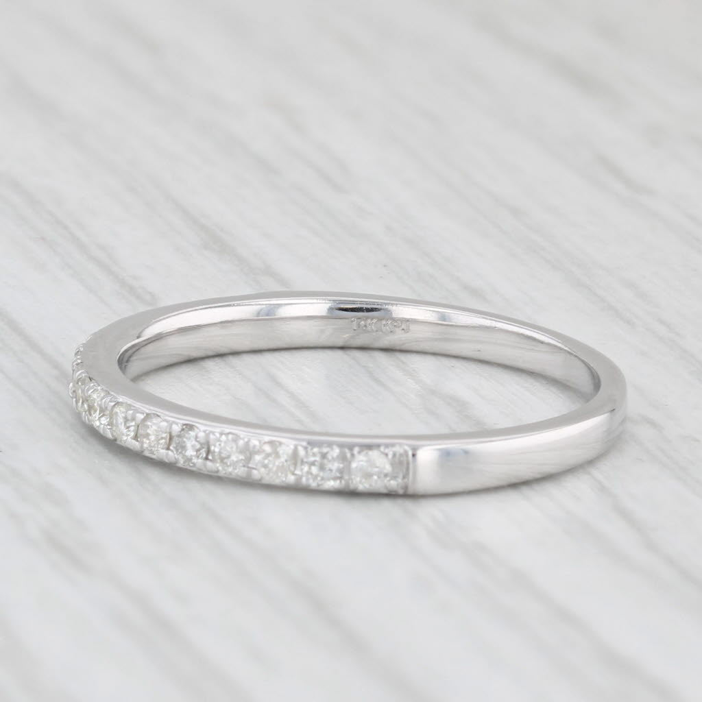 Light Gray 0.17ctw Diamond Wedding Band 14k White Gold Stackable Anniversary Ring Size 7