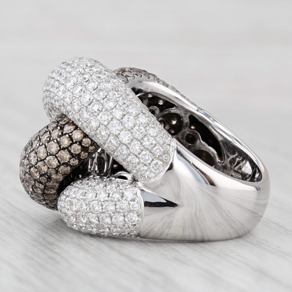 5ctw White Champagne Diamond Knot Cocktail Ring 18k White Gold Size 7