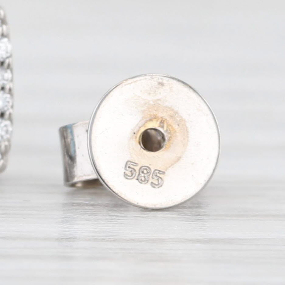 Light Gray 1.76ctw Cushion Blue Topaz Diamond Halo Stud Earrings 14k White Gold