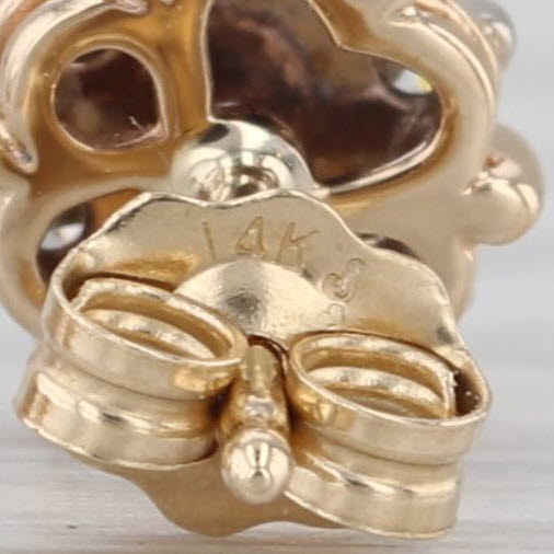 0.18ctw Diamond Flower Stud Earrings 14k Yellow Gold Floral Studs