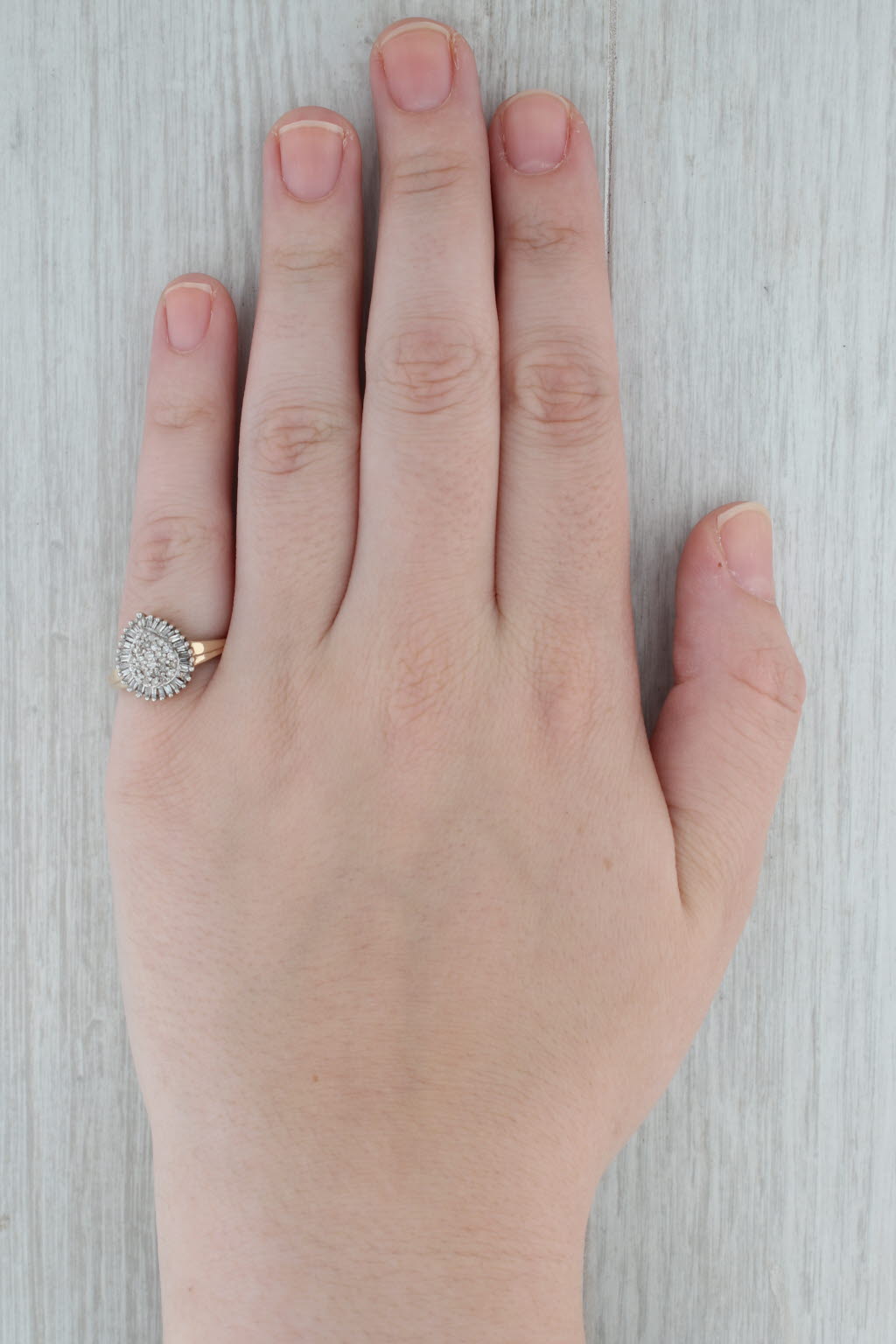 Dark Gray 0.40ctw Diamond Cluster Halo Ring 10k Yellow White Gold Size 6.75