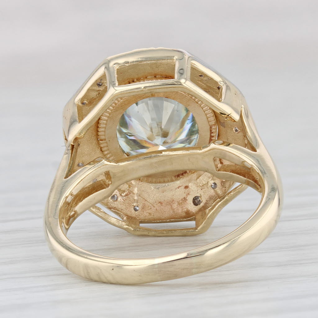 Light Gray 4.32ctw Moissanite Cocktail Ring 14k Yellow Gold Size 8.25 Solitaire w/ Accents