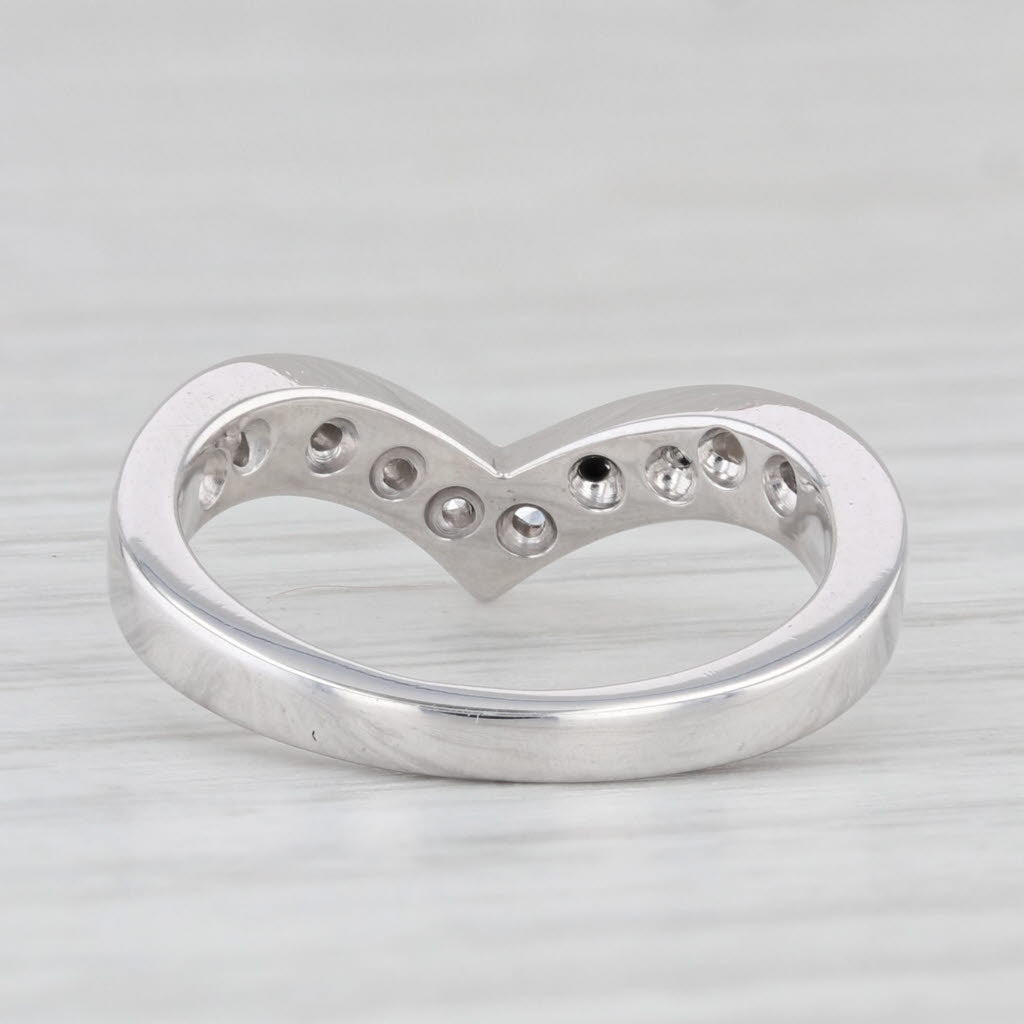 Light Gray 0.32ctw Diamond Contoured Wedding Band 14k White Gold Size 4.5 Stackable Ring
