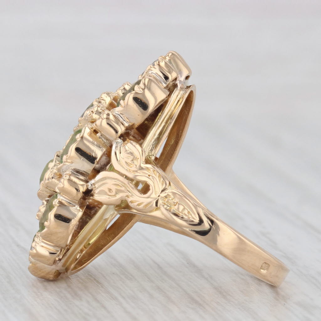 Light Gray 2.10ctw Peridot Diamond Cluster Cocktail Ring 800 Gold Size 6.25