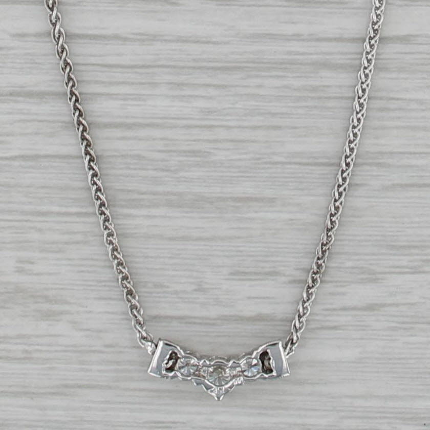 0.65ctw Diamond Pendant Necklace 14k White Gold 18.5" Wheat Chain