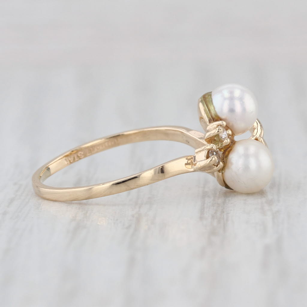 Cultured Pearl Knot Ring 14k Yellow Gold Size 5