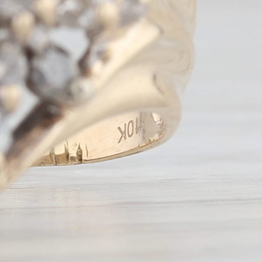 Light Gray 1.48ctw Diamond Cluster Ring 10k Yellow Gold Size 7.75 Bypass