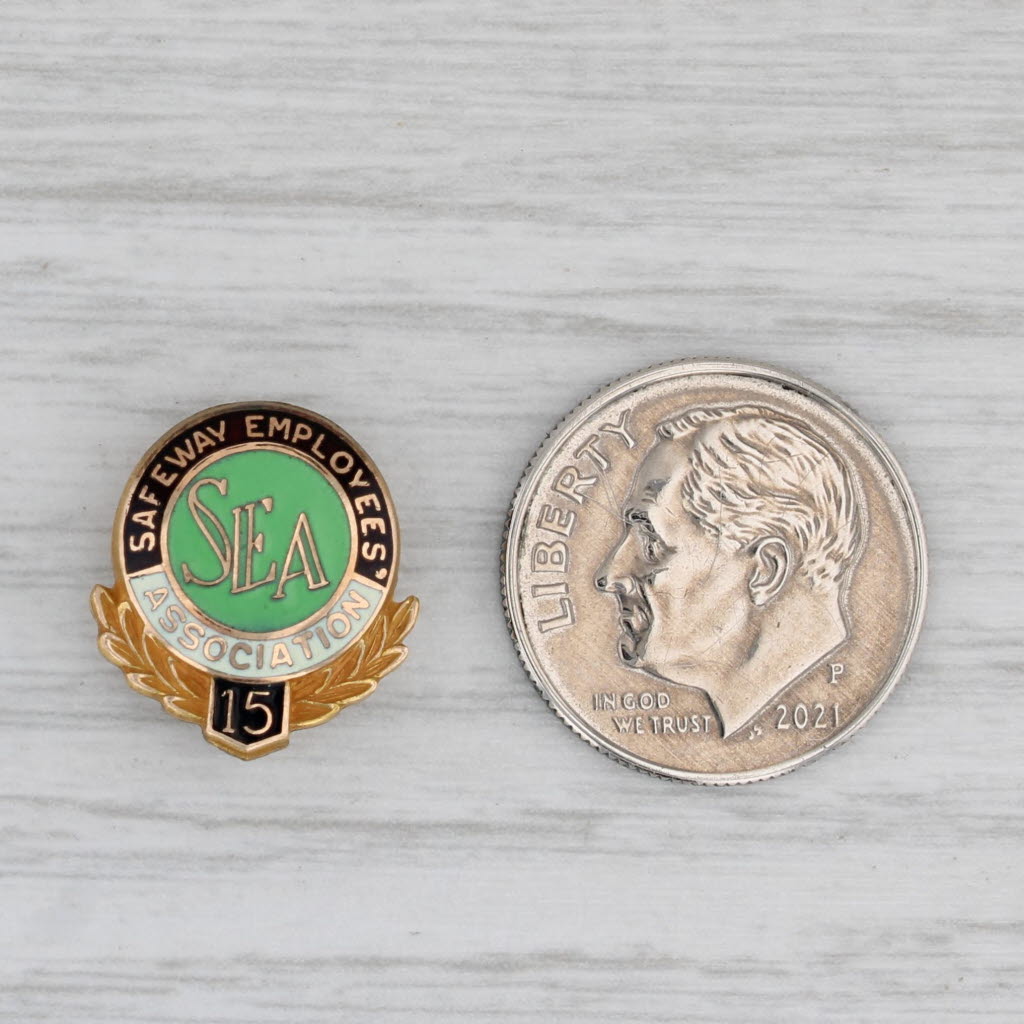 Gray Safeway Employee Association 15 Years Service Pin 1/10 10k Gold Filled Vintage