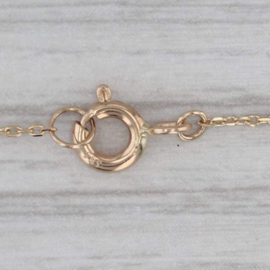Gray Cubic Zirconia Solitaire Stationary Pendant Necklace 14k Gold 16" Cable Chain