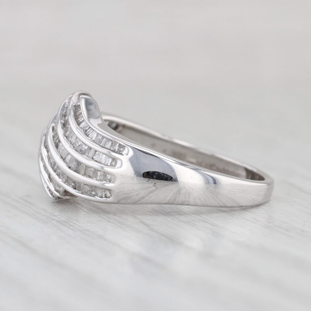 0.70ctw Diamond Layered Bypass Ring 10k White Gold Size 8