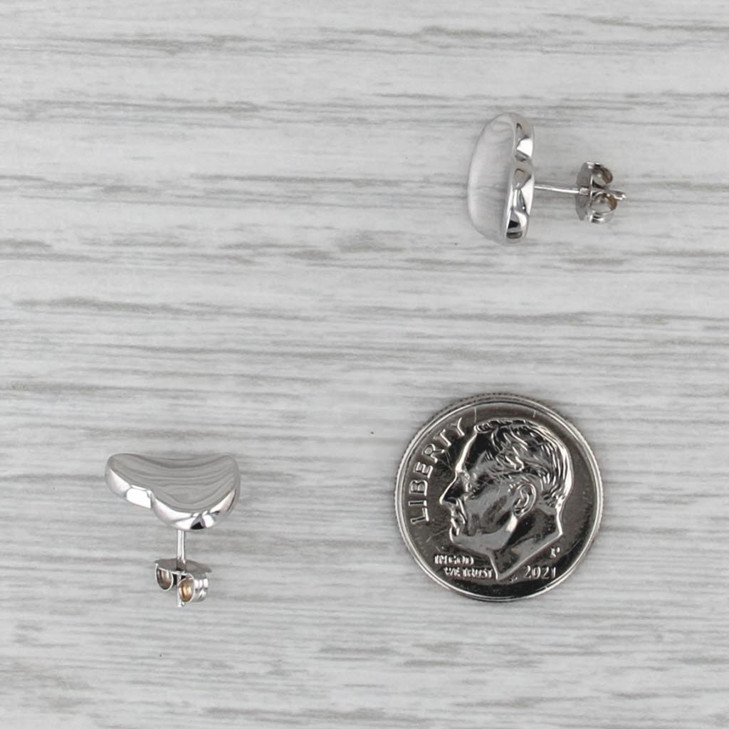 Contoured Heart Stud Earrings Sterling Silver Studs