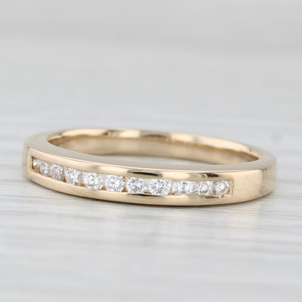 Light Gray 0.23ctw Diamond Wedding Band 14k Yellow Gold Size 7 Stackable Anniversary Ring
