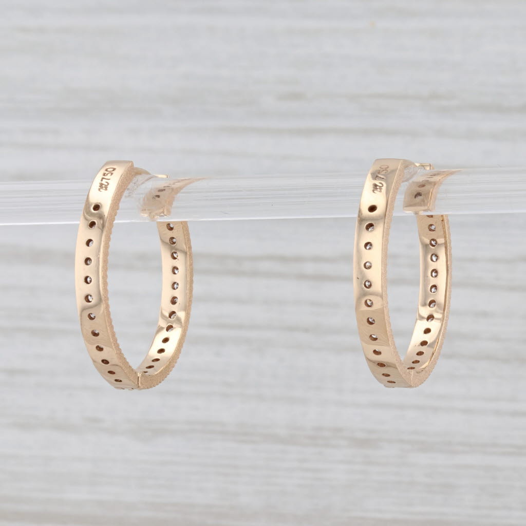 New 0.70ctw Nina Wynn Gemma Diamond Inside Out Hoop Earrings 18k Yellow Gold