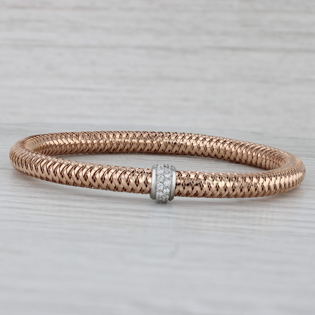 Gray Roberto Coin Primavera 0.22ctw Diamond Bead Mesh Stretch Bracelet 18k Gold 6.75"
