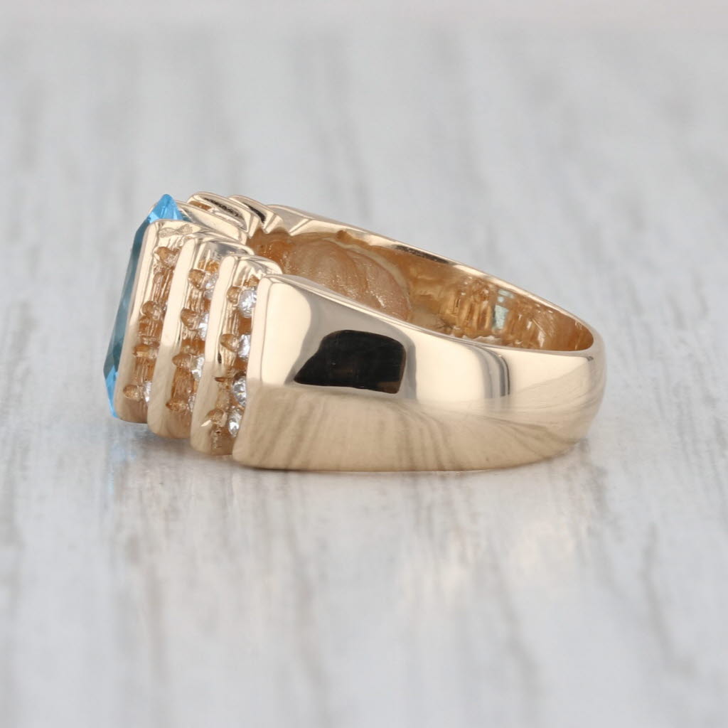 Heritage 1.43ctw Blue Topaz Diamond Ring 14k Yellow Gold Size 4.5
