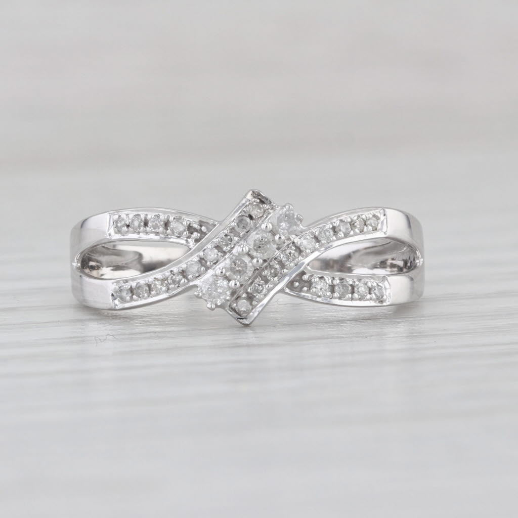 0.12ctw Diamond Bypass Ring 10k White Gold Size 7.25