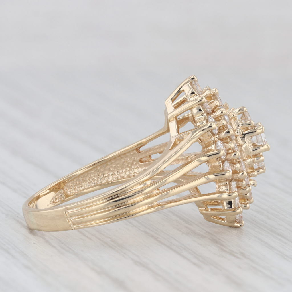 Light Gray 1.25ctw Diamond Cluster Ring 14k Yellow Gold Size 8.75 Cocktail