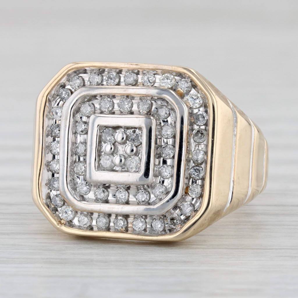 Light Gray 0.30ctw Diamond Halo Ring 10k Yellow Gold Size 8.75-9