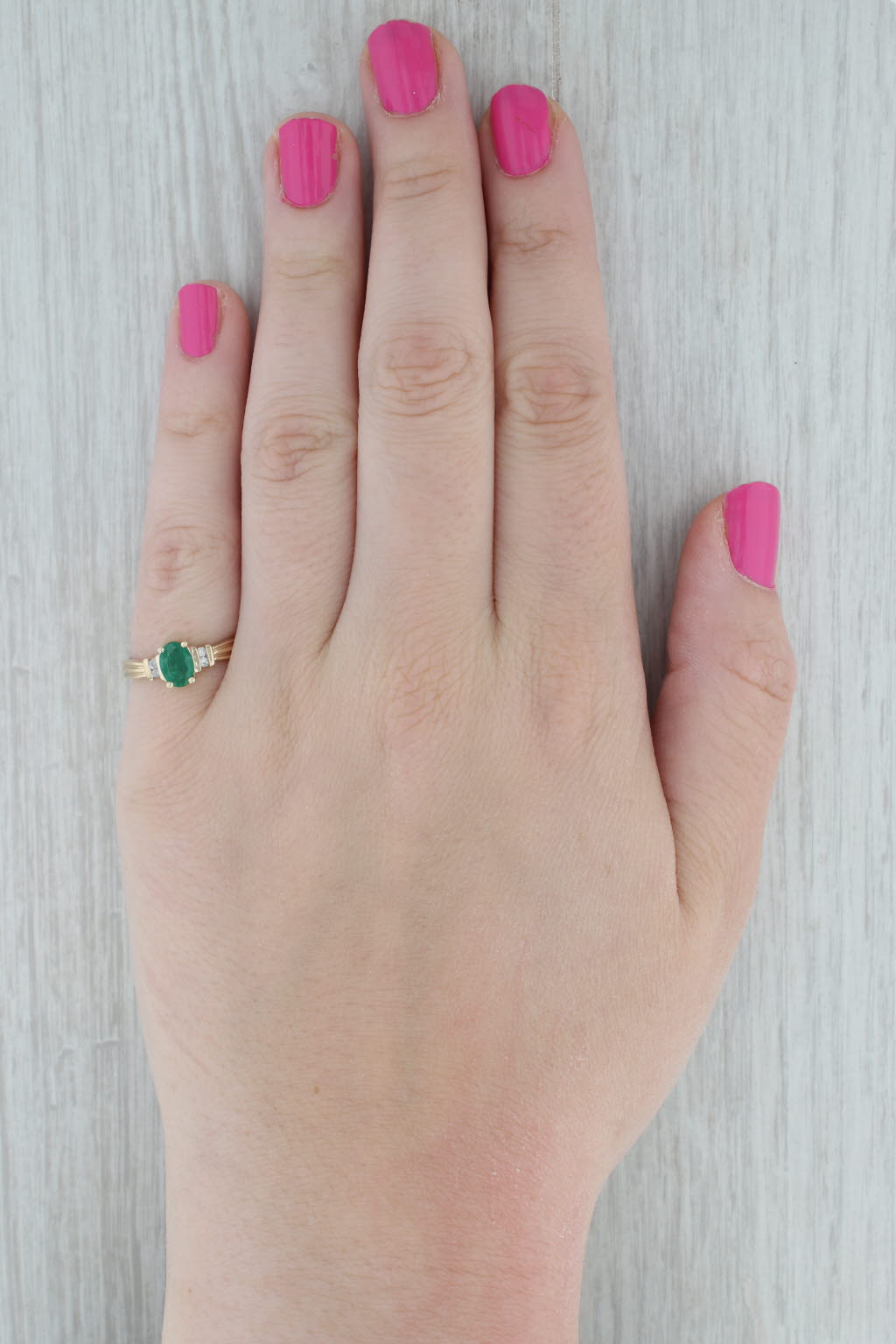 Gray 0.81ctw Oval Emerald Diamond Ring 10k Yellow Gold Size 7
