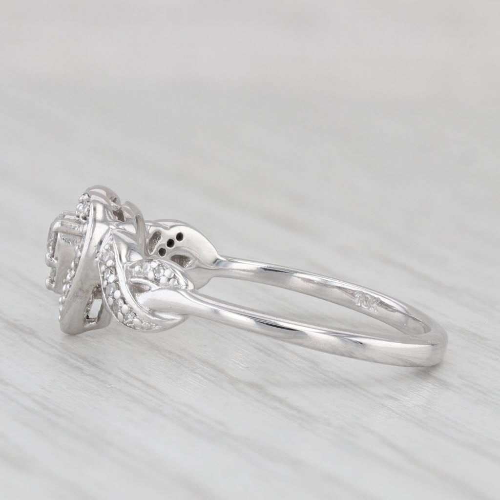 Light Gray 0.20ctw Diamond Heart Halo Promise Engagement Ring 10k White Gold Size 7